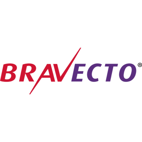 Logotio de la marca Bravecto  de medicación para perros y gatos en la sección la tienda de la clínica veterinaria El Jardín