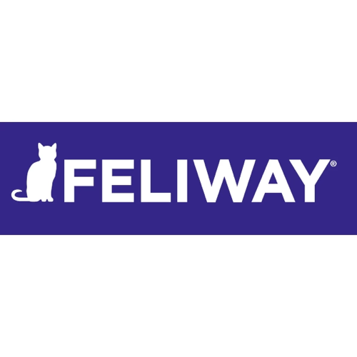 Logotio de la marca Feliway de medicación para perros y gatos en la sección la tienda de la clínica veterinaria El Jardín