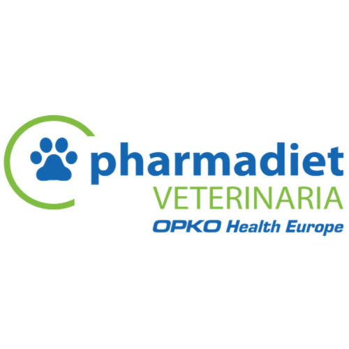 Logotio de la marca Pharmadiet de medicación para perros y gatos en la sección la tienda de la clínica veterinaria El Jardín